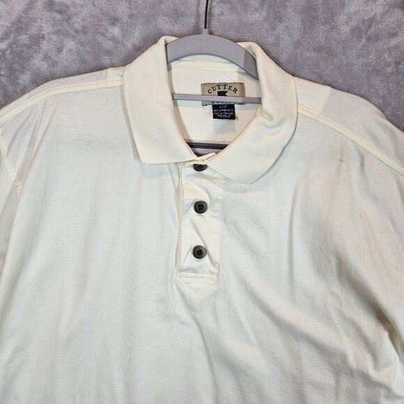 Cutter & Buck Mens L Ivory Short Sleeve Polo Shirt Cotton office Golf classic - Picture 4 of 8